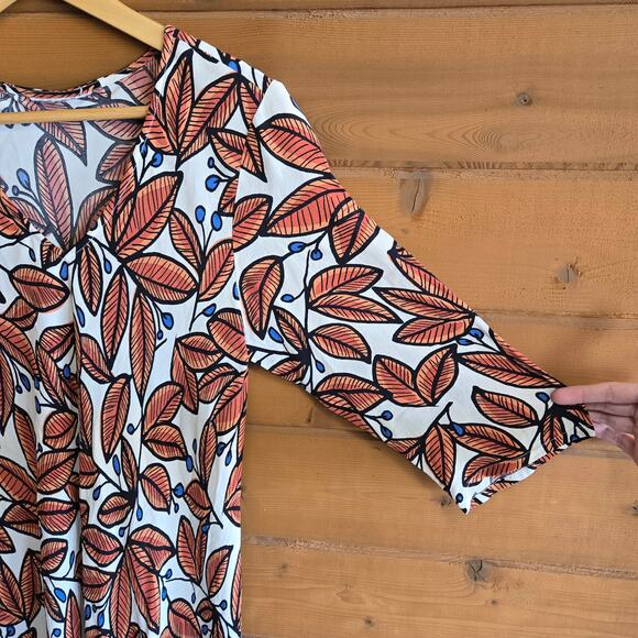 Masai Copenhagen Nora Dress Whitecap Floral Viscose Vneck 3/4 Sleeve Round Hem - Picture 4 of 6